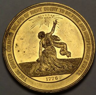1876 U S Centennial Medal Gilt Copper 57mm Julian CM - 11 By William Barber 2