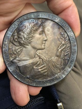 Rare Chile Centennial Of Independence Silver Medal 1910 By L.  Sala
