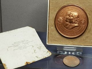 Antique 1895 Signed Tiffany & Co Battle Of Louisburg Bronze Medal W/original Box