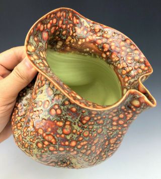 Clark House Pottery " Ohrigami " George Ohr Style Pitcher Vase 2014