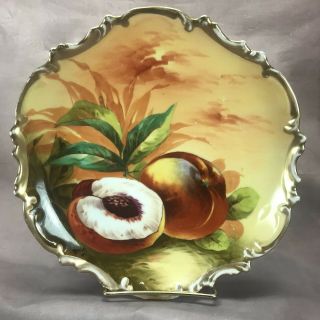 George Borgfeldt Coronet Limoges Signed Barbet Hp Fruit & Gold 10 1/4 " Charger