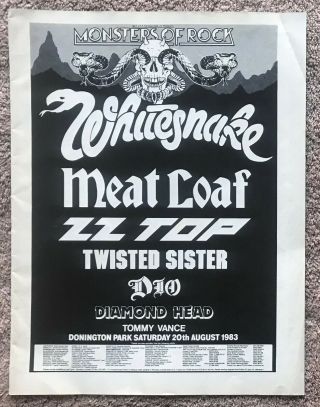 Monsters Of Rock - 1983 Uk Ad Whitesnake Meat Loaf Zz Top Twisted Sister Dio