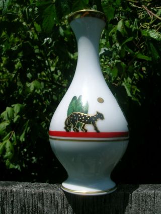 Rare La Maison De Louis Cartier Limoges France 1986 Panther China Vase