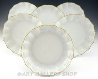 Limoges France Giraud Corail Shell White & Gold 8 - 3/8 " Coupe Soup Bowls Set Of 6