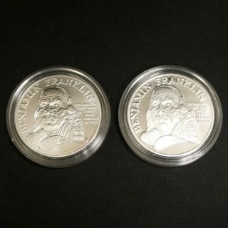 1992 Us Ben Franklin Fire Fighter Unc And Proof Set With Capsules