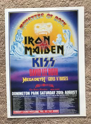 Monsters Of Rock - 1988 Full Page Uk Ad Iron Maiden Kiss Megadeth Guns N Roses