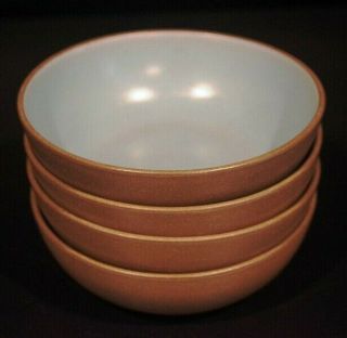 4 Heath Ceramics Coupe Shape Turquoise Chocolate Brown Cereal Bowls 6.  5 "