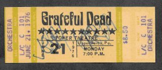 Jerry Garcia Autograph & Concert Ticket Reprint On 1970s Card 9006