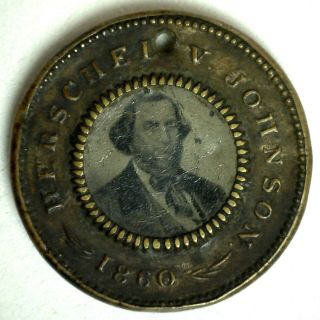 Stephen Douglas Herschel Johnson 1860 Campaign Brass Political Campaign Button