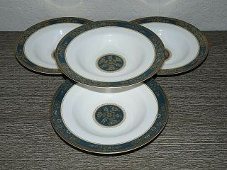 Set Of 4 Royal Doulton Carlyle Rimmed Soup Bowls English Bone China Retired