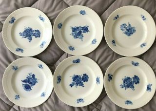 Lovely Set Of 6 Royal Copenhagen Blue Flower Braided Salad Plates