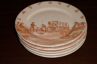 Wallace China Vintage Chuck Wagon 9 " Lunch / Dinner Plates