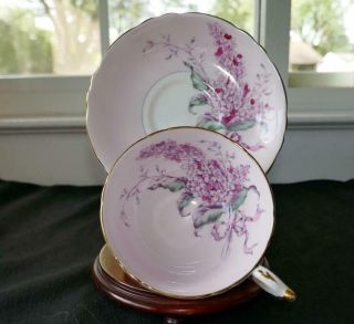 Paragon Bone China Footed Tea Cup & Saucer W Lilac Flowers