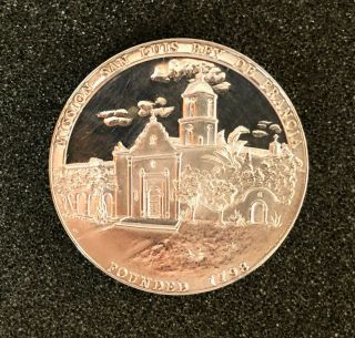 California Mission San Luis Rey Silver Medal By Medallic Art Co.  Ny.  999