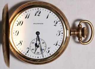 Illinois Grade 405 Pocket Watch 12 Size 17 J.  Gold - Filled Hunting -