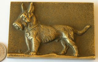 Antique Hungarian Bronze Dog Plaque By Gyula Maugsch Sculptor 1930