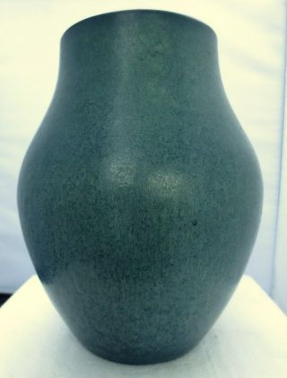 Hampshire Pottery Dark Blue Green Arts & Crafts Style Vase 8.  5” Tall 55