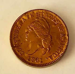 1861 Confederate Csa 1 Cent Bashlow Copper Restrike From Canceled Dies Bu Unc