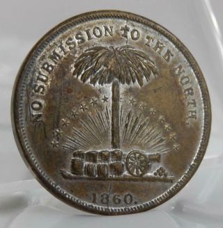 1860 Wealth Of The South No Submission To North Civil War Token C1512