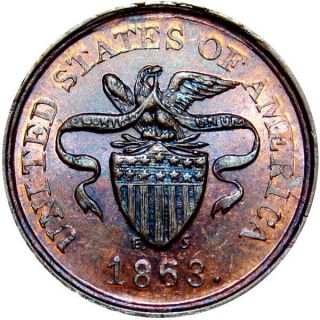1863 United States Of America Eagle On Union Shield Patriotic Civil War Token