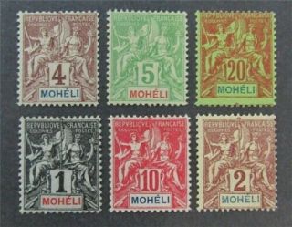 Nystamps French Moheli Stamp 1 - 6 Og H $32