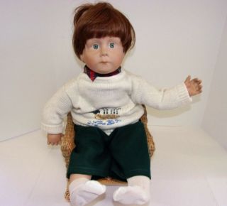 Pat Seacrist Boy Doll Signed J Zook 1987 Reddish Hair Green Eyes