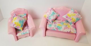 Vintage Barbie Fold Out Couch And Chair With Pillows Mattel 1980 