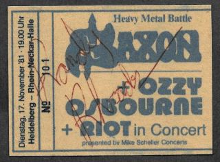 Randy Rhoads Autograph & Ozzy Concert Ticket Reprint On 1980 Card 9002