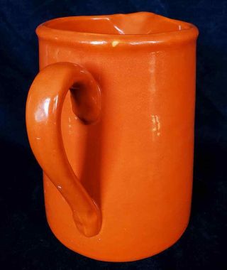 Early Bauer Pottery Plain Ware 2 Quart Orange Glaze Pitcher 2