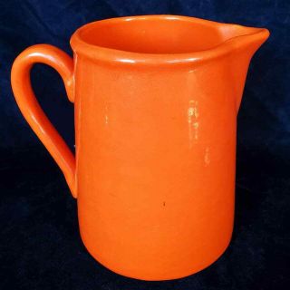 Early Bauer Pottery Plain Ware 2 Quart Orange Glaze Pitcher 3