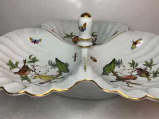 Herend Rothschild Bird 3 Section Shell Dish Server Tray 7512 RO 2