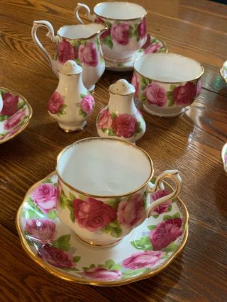 Royal Albert Old English Rose Teacups/saucers With Creamer/sugar & Salt/pepper