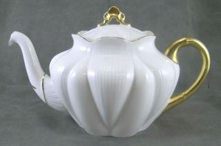 Large Shelley England Bone China Regency White Teapot