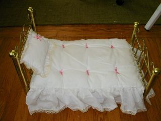 Pleasant Company American Girl Samantha Brass Bed Set Bedding Mattress & Pillow