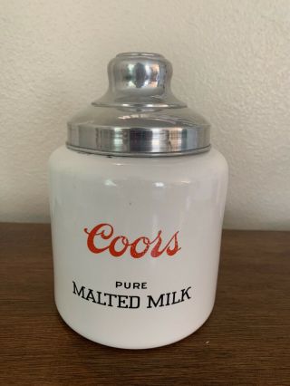 1930’s Coors Pottery Pure Malted Milk Ice Cream Fountain Ceramic Jar W/ Lid Rare