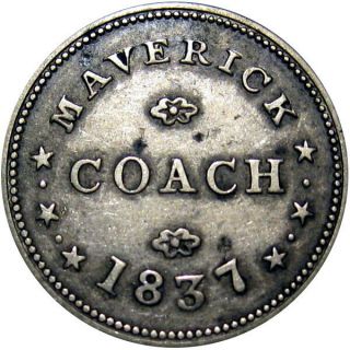 1837 East Boston Massachusetts Hard Times Token Maverick Coach Ht - 172 Low 116