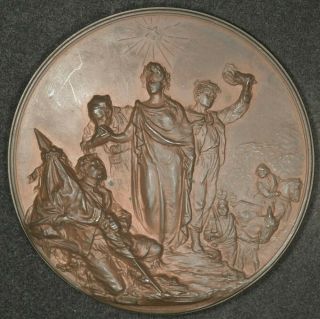 1897 Italian Red Cross Bronze Medal By Johnson Milano Rare Very High Relief 68mm