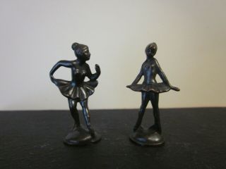 Dollhouse Miniature Bronze Statues Of 2 Ballerinas For 1:12 Scale