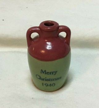 Uhl Pottery Merry Christmas 1940 Miniature Jug Huntingburg Indiana