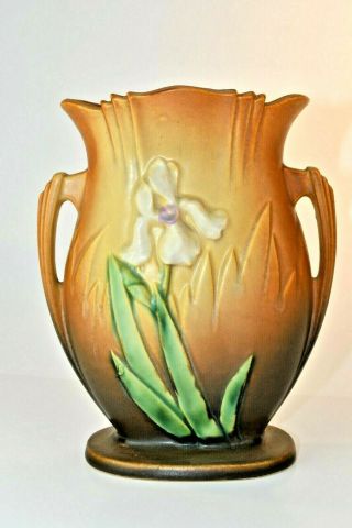 1939 Roseville Pottery Pink Iris Pillow Vase 922 - 8 Usa Vintage