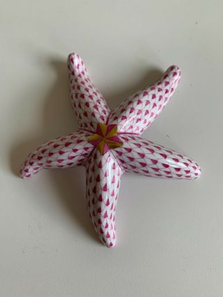 Herend Hungary Porcelain Starfish Figurine Pink - Aquatic,  Fishnet