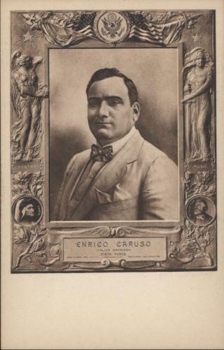 Enrico Caruso Memorial Postcard 1921.  Opera Superstar In His Time