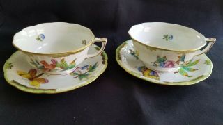 Herend Queen Victoria Tea Cup And Saucer/ Set Of Two