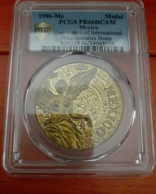 Pcgs Pr66dcam 1986 Mexico Convention Of International Numismatics Brass Medal