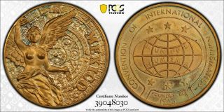 PCGS PR66DCAM 1986 Mexico Convention Of International Numismatics Brass Medal 3