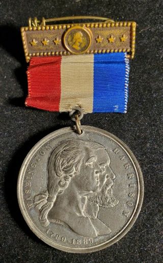 1889 George Washington Centennial Festival Medal Ribbon Badge W816