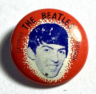 Vintage 1964 George Harrison The Beatles Green Duck Company Chicago Il Pinback