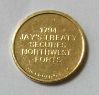 GOLD 1.  5 GRAMS JAY ' S TREATY SECURES NORTHWEST FORTS 24K ROUND 2