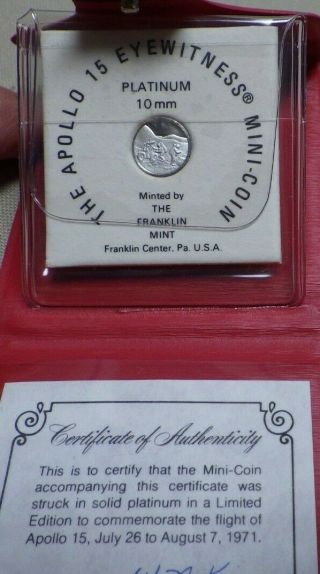 The Apollo 15 Eyewitness Mini - Coin Platinum 1971 Franklin With Bs