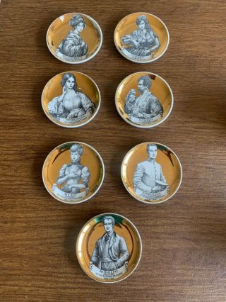 Set Of 7 Fornasetti Melodramma Coasters Opera Plates 1960s Porcelain W/box